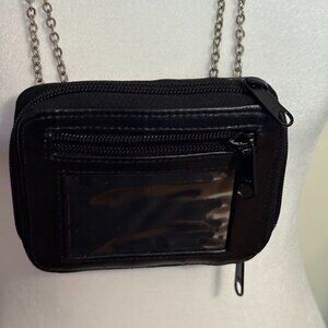 Travel Leather Neck Wallet ID Holder/Organizer on a Silver Chain (56")